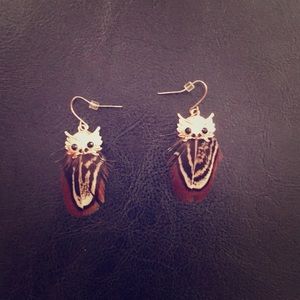 Feather Owl Earrings
